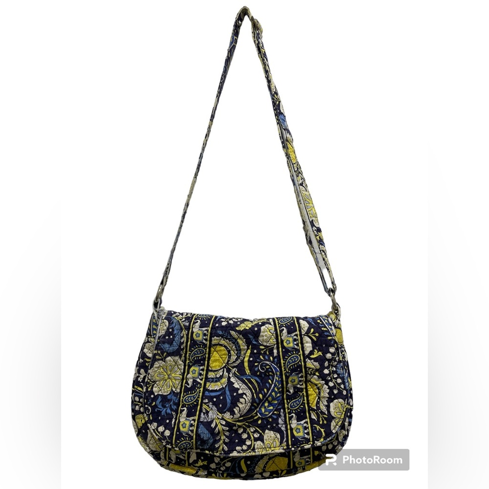 Vera Bradley purse, in yellow, blue, white, light blue colors.